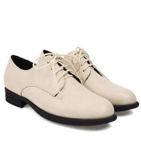 Women's Low Heels Loafer Shoes New 2025 Spring Comfortable Lace-up Black Brown Short Heeled Oxfords Footwear Shoes Female 35 smėlis