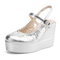 Vasariniai platforminiai sandalai Moterims Siurbliai Platforminiai Pleištai Aukštakulniai Slingback Moteriški Šokių vakarėlio bateliai Pavasariniai Patogūs 34 sidabras