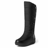 Warm Fur High Snow Boots Women Winter Shoes Casual Wedges Down Waterproof Black Red White Thick Plush Knee High Boots Girls 34 juoda