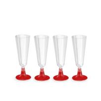 Taurės plastikinės daugkartinės 4 vnt. 150 ml raudona kojelė Algon BA01054275185