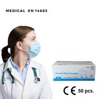MEDICININĖS VIENKARTINĖS MĖLYNOS VEIDO KAUKĖS (50 VNT.)