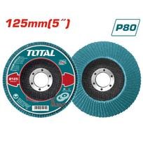 Žiedlapinis diskas kampiniam šlifuokliui TOTAL, cirkonis, nerūdijančiam plienui,, P80, 125x22 mm, TA