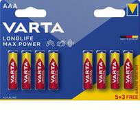 Maitinimo elementai VARTA Longlife Max Power, 5+3 vnt., AAA, Alkaline LR03