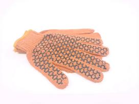 Pirštinės HERVIN, (11)XXL dydis, oranžinė spalva, medvilninės, dengtos PVC kryželiu, CE, MP010 (70g.
