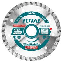 Deimantinis pjovimo diskas TOTAL, Turbo, sausam, šlapiam pjovimui, 125x22 mm, segmento plotis 7,5 mm