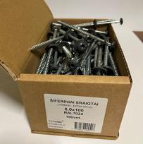 Šiferiniai sraigtai, 6 x 100 mm., (T30,19EPDM), RAL7024, t. pilka sp., cinkuoti, su tarpine, 100 vnt
