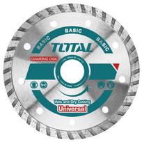 Deimantinis pjovimo diskas TOTAL, Turbo, sausam, šlapiam pjovimui, 180x22 mm, segmento plotis 7,5 mm