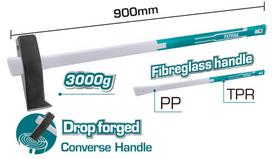 Skaldymo kirvis stiklo pluošto rankena TOTAL THT79813D, 900 mm, 45CS, 3 kg
