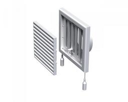 Ventiliacinės grotelės VENTS MV100VRS, 154 x 154, d100, su užsklanda ir antvamzdžiu, plastikinės, ba