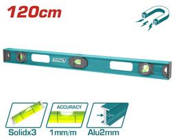 Gulsčiukas TOTAL, magnetinis, 3 akutės, aliumininis korpusas, storis 2 mm, 120 cm, TMT212026