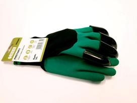 Poliesterinės pirštinės HERVIN PPK001, aplietos lateksu, su 4 plastikiniais antgaliais, skirtais pal