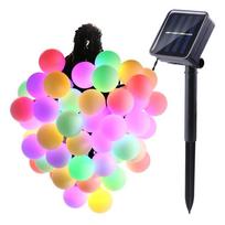 Lauko girlianda su saulės elementais SUNLUX SG14, 30vnt. lempučių, ilgis; 6.5m, švietimo spalva RGB,