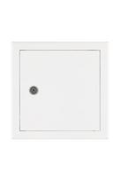 Revizinės durelės SP, 200x 200, su spynele, metalinės, baltos