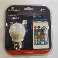 Išmanioji LED lempa SPECTOR LIGHT Smart, 5W, E27 G45 burb., 220-240V, 400 lm, RGB, dimer., su pultu