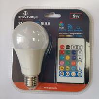 Išmanioji LED lempa SPECTOR LIGHT Smart, 9W, E27 A60, 220-240V, 806 lm, RGB, dimeriuojama, su pultu