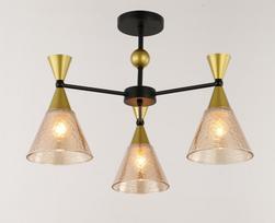 Pakabinamas šviestuvas BALTIK GAISMA K90020/3 Bk/Gd, E27, 3 x 60W, juodos/aukso sp., metalas+stiklas