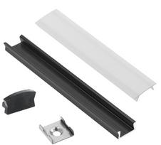 Profilis LED juostoms EUROLIGHT Al-S2-B, aliuminis, virštinkinis, juodos spalvos anoduotas, ilgis 2