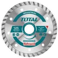 Deimantinis pjovimo diskas TOTAL, Turbo, sausam, šlapiam pjovimui, 125x22 mm, segmento plotis 10 mm,