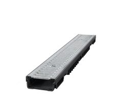 Latakas BIELBET, matmenys 1000 x 130 x 55 mm, apkrova - 1,5 t, plastikinis, cinkuotos grotelės, juod
