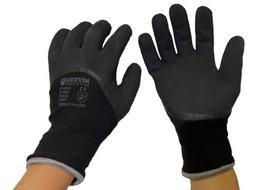 Pirštinės HERVIN, (11)XXL dydis, juoda spalva, pašiltintos, aplietos lateksu, CE, SPZ004