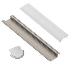 Profilis LED juostoms EUROLIGHT Al-R2-G, aliuminis, įfrezuojamas, pilkos spalvos anoduotas, ilgis 2