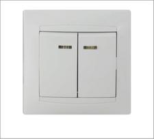 Jungiklis ORRO Kvadrat, 2 klavišų, įleidžiamas, baltos spalvos, su LED pašvietimu, 10 A, 250 V, 9206