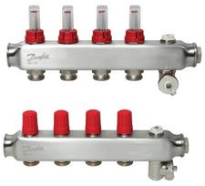 Grindinio šildymo kolektorius, DANFOSS SSM-4F, 1", 4 žiedų, reguliuojamas, plieninis, su debitomačia