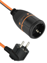 Ilgiklis ELECTRALINE Electralock, 1 lizd., 3m, su įž., be jungiklio, 3x1,5, juodai oranžinės sp., su
