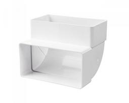 Ventiliacinė alkūnė PLASTIVENT, 60 x 204, kampas 90°, vertikali, plastikinė, balta, 8282P