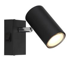 Kryptinis šviestuvas GLOBO Robby, GU10, 1 x 25W, 230V, su jungikliu, metalinis, matinės juodos sp.,