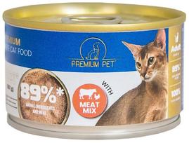 Konservuotas kačių ėdalas PREMIUM PET, mėsos paštetas, mėsos mišinys, 100g