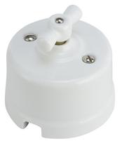 Jungiklis retro ELECTRALINE, su rėmeliu, 1 klavišo, paviršinis, baltos sp.