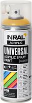 Aerozoliniai dažai INRAL ACRYLIC UNIVERSAL, 400 ml, kelininkų geltona, blizgi, RAL1023
