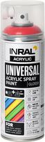 Aerozoliniai dažai INRAL ACRYLIC UNIVERSAL, 400 ml, kelininkų raudona, blizgi, RAL3020