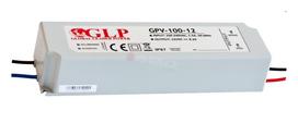 LED transformatorius GLP Gpv-100-12, 100 W, 8,3A, DC 12 V, AC 100-240 V, IP67, plastikinis, 190 x 52