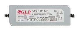 LED transformatorius GLP Gpv-150-12N, 150 W, 12,5A, DC 12 V, AC 200-240 V, IP67, plastikinis, 220 x