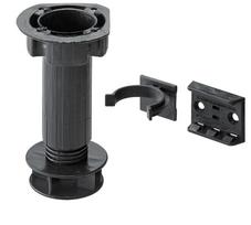 Reguliuojamoji baldų koja HETTICH, reguliuojama, plastikinė, juoda spl., d-25 mm, 100-120 mm, 4 vnt.