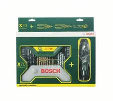 Įrankių rinkinys BOSCH X-Line, 70 dalių priedų kompl. su replių komplektu