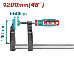 Staliaus spaustuvas TOTAL, F-formos, maks. 550 kg, 140x1200 mm, THT1321402