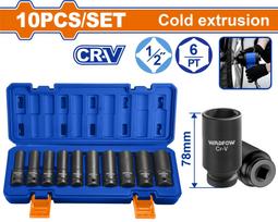 Smūginių galvučių rinkinys WADFOW, 1/2", Cr-V, 78 mm, 10 vnt., WMS2D02