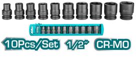 Smūginių galvučių rinkinys TOTAL, CrMo, 1/2", 10-24 mm, 10 vnt., THISTD12101