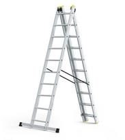 Kopėčios HERVIN EQUIPMENT, aliuminės, universalios, dvipusės, ištraukiamos, 3x10 pakopų, 2720-5390 m