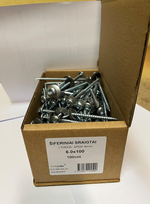 Šiferiniai sraigtai, 6 x 100 mm., (T30,19EPDM), cinkuoti, su tarpine, 100 vnt.