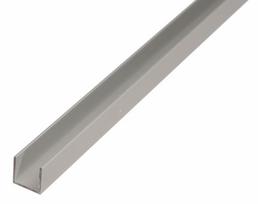 Aliuminio profilis U formos, anoduotas, sidabrinės sp., matmenys 10 x 12 x 10 x 1,5 x 1000 mm, 47382