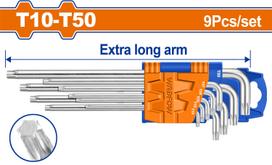 Žvaigždučių raktų TORX rinkinys WADFOW, T10-T50, 9 vnt., WHK3292