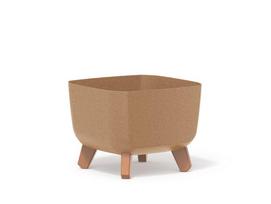 Plastikinis kambarinis vazonas GRACIA SQUARE ECO WOOD, kvadrato formos ant kojelių, rudos sp., vazon