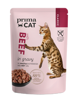 Konservuotas kačių ėdalas PRIMACAT Classics, jautiena padaže, 85g
