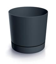 Plastikinis kambarinis vazonas TUBO P, antracito sp., vazono skersmuo 14,8 cm.