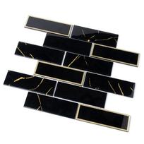 Stiklo mozaika MONA MOSAICS Mh22-1214, 300 x 300 x 6 mm, spl. juoda/ aukso apvadas