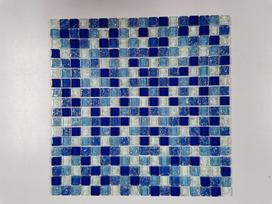 Stiklo mozaika MONA MOSAICS Hp6001, 300 x 300 x 6 mm, 15 vnt./dėž., spl. mėlyna/žydra/balta